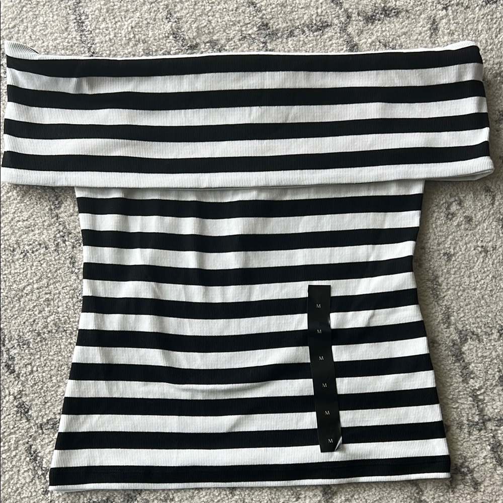 Banana Republic Black and White Striped Crop Top NWT